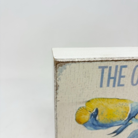 Rustic Box Sign THE OCEAN FIXES EVERYTHING Tropical Fish Coastal Beach Decor - Picture 3 of 8